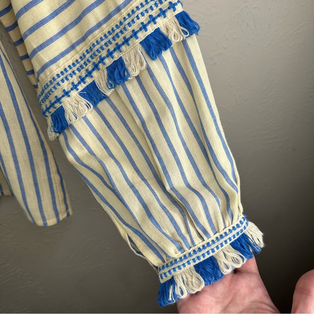 Dodo Bar Or Blue and Cream Striped Blouse - Picture 9 of 16